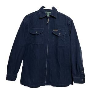 Vintage Lauren Ralph Lauren Overshirt Jacket 80s Cotton Full Zip Up Navy P/S